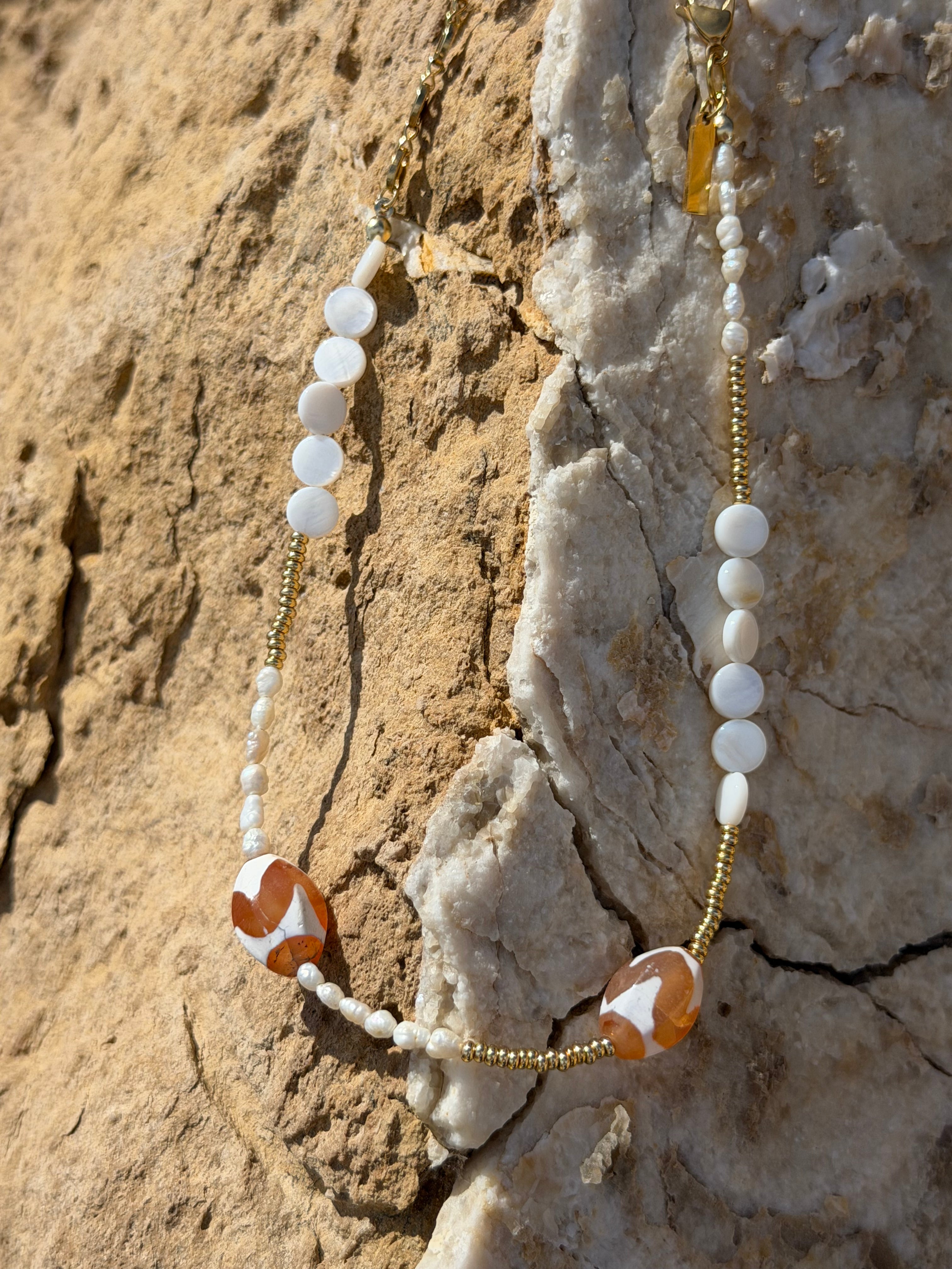 Sol Gemelo Kette | Achat & Perlmutt