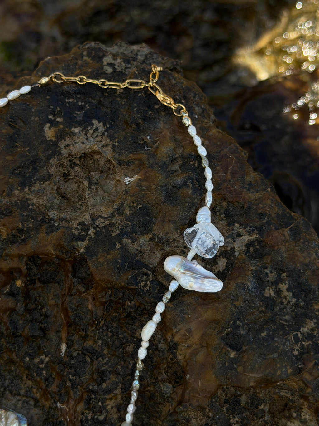 Alma Salvaje Kette | Aventurin, Süßwasserperlen & Bergkristall Mix