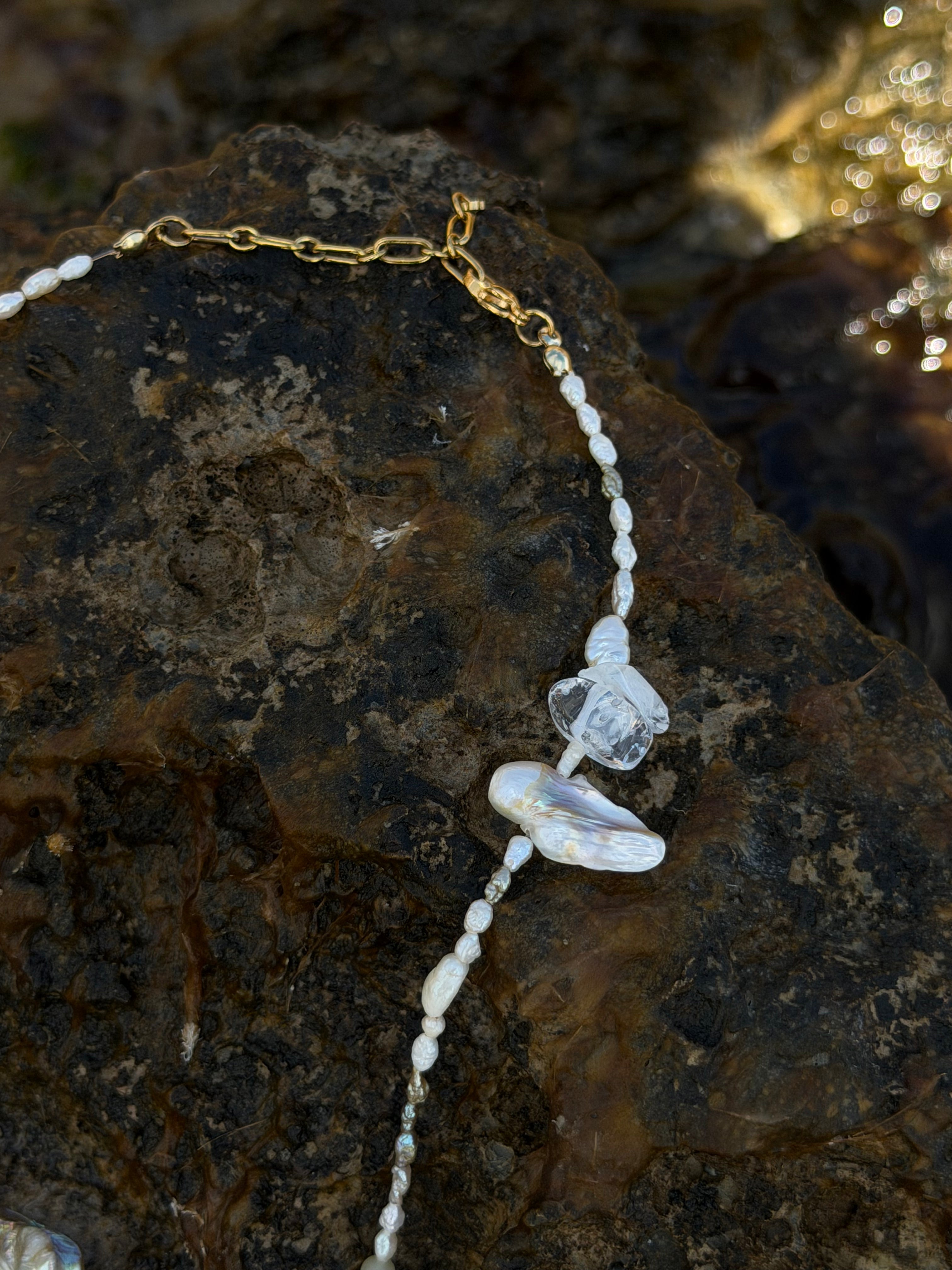 Alma Salvaje Kette | Aventurin, Süßwasserperlen & Bergkristall Mix