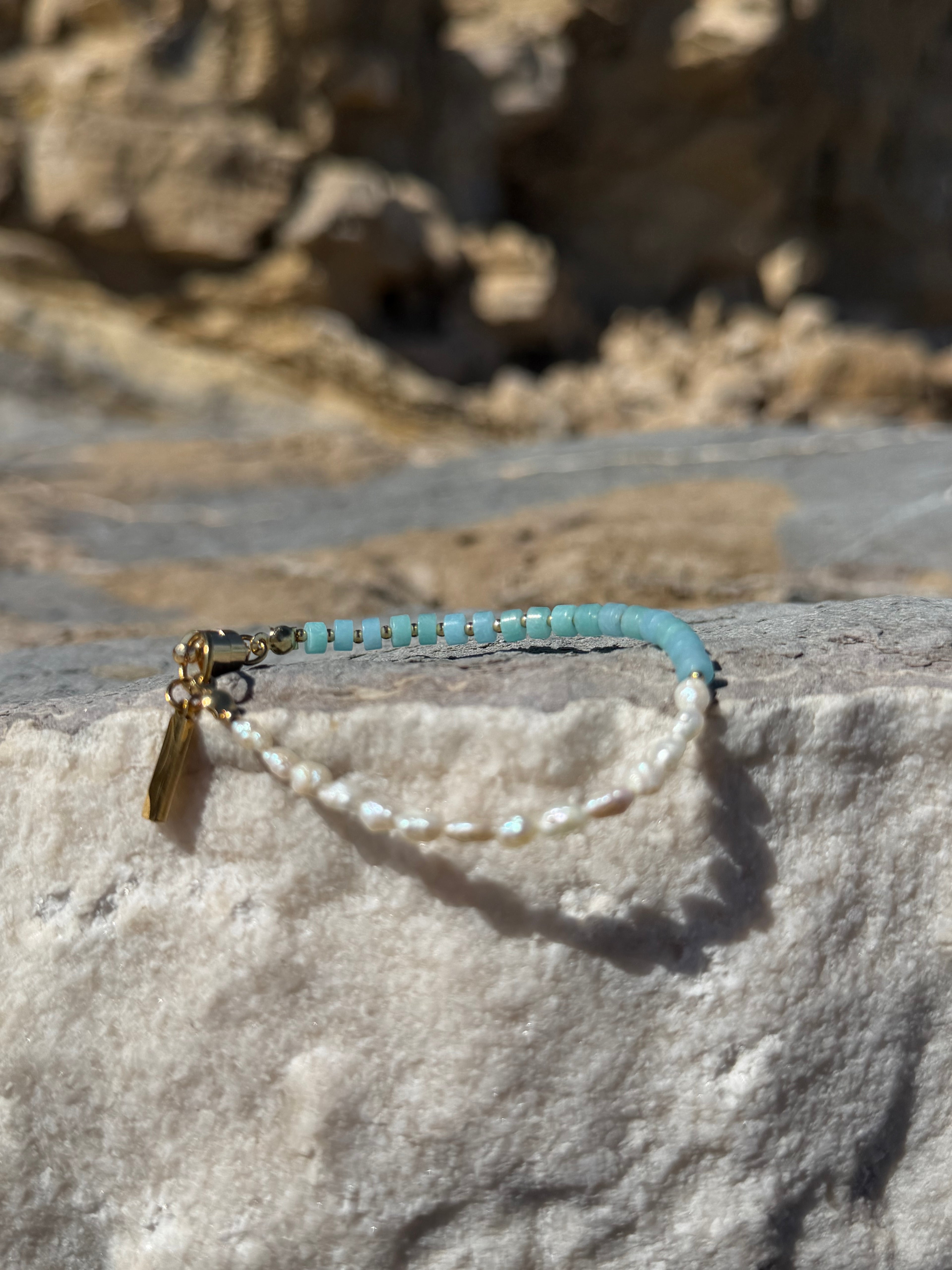 Mar Suave Armband | Amazonit & Süßwasserperlen