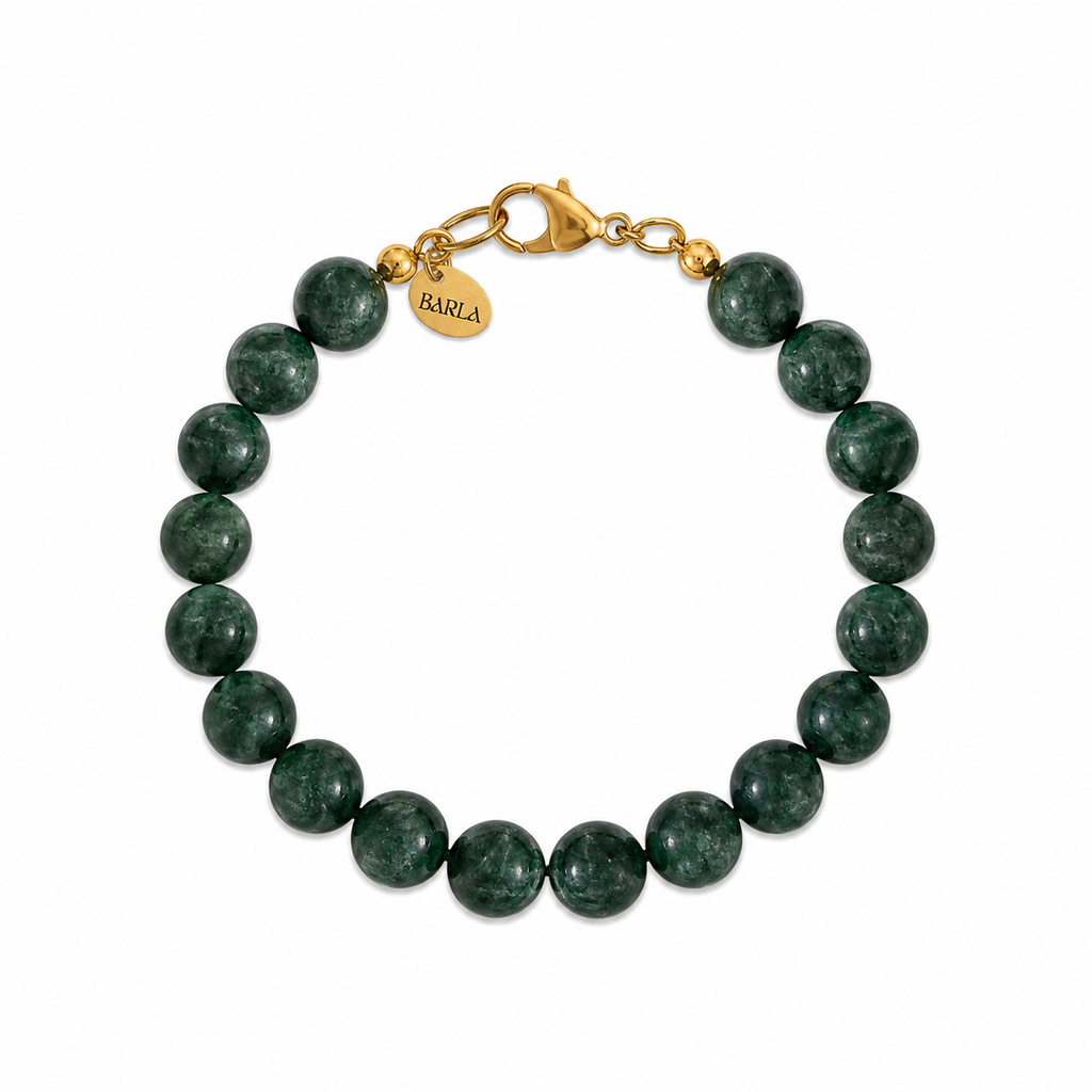 Jade Edelstein Armband „Verona“ – Unisex | 18K vergoldet