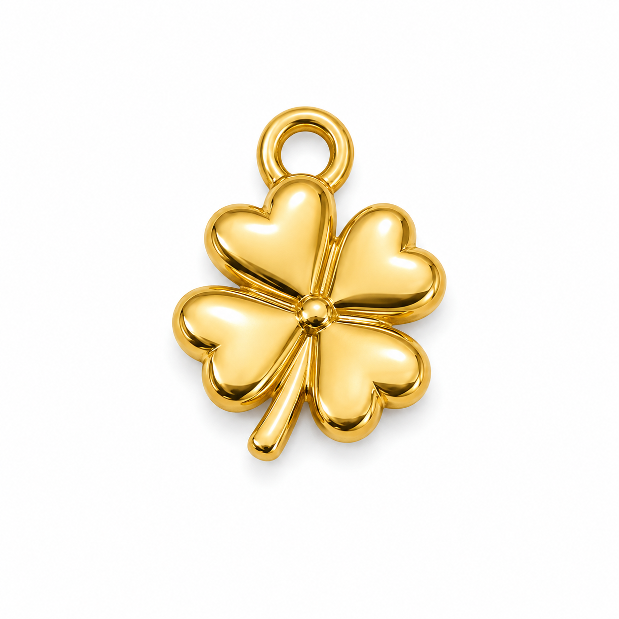 Kleeblatt Anhänger aus Edelstahl, 18K vergoldet