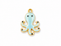 Kraken-Charm hellblau mit Emaille – Maritimer Oktopus-Anhänger | 18K vergoldet