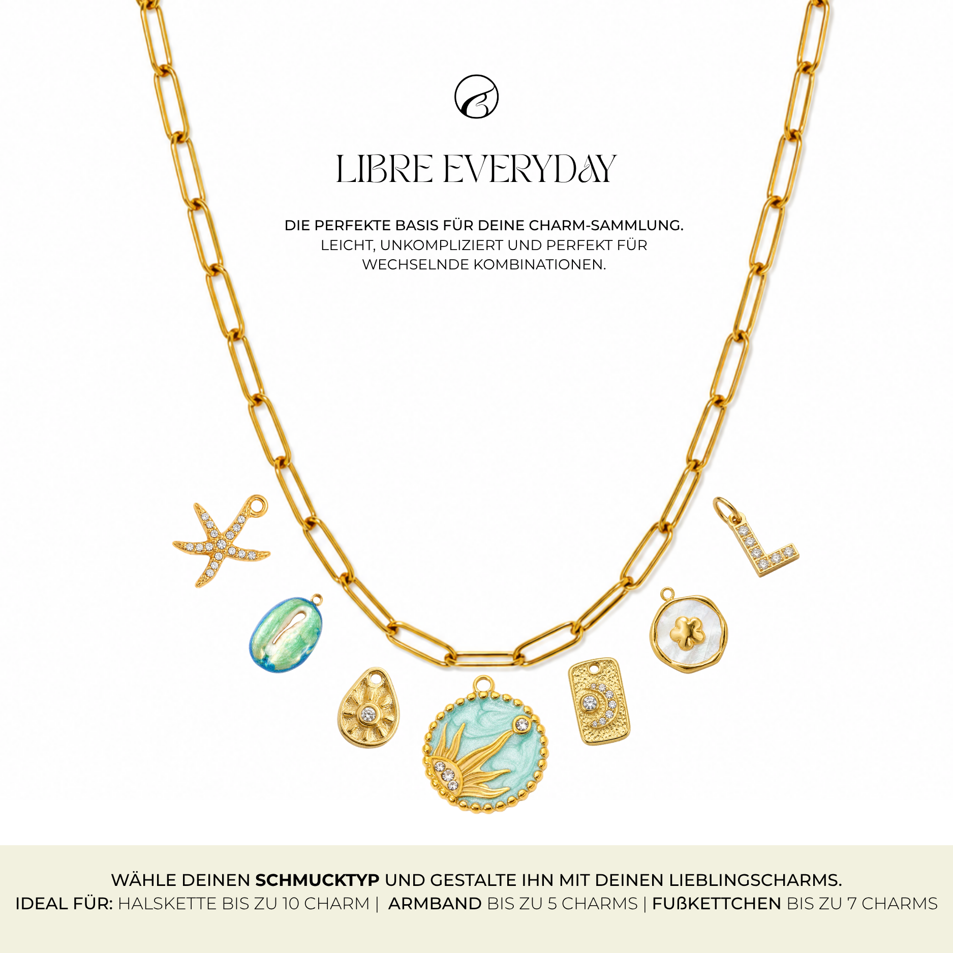 LIBRE EVERYDAY Gliederkette für Charms | Edelstahl 18K vergoldet