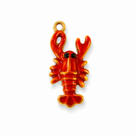 Langusten-Charm rot – Mediterraner Anhänger mit Emaille | 18K vergoldet