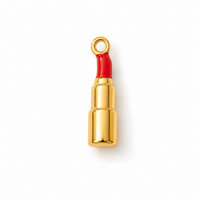 Lippenstift Charm 3D – Roter Emaille Anhänger für Ketten | Edelstahl 18K vergoldet