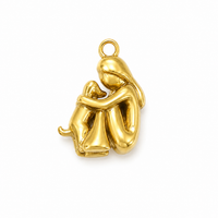 Mädchen mit Hund Charm – 3D Figur Anhänger für Hundeliebhaber | 18K vergoldet