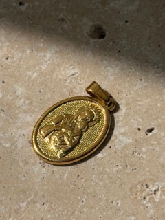 Maria mit Jesus Amulett Gold – Großer Religiöser Anhänger | 18K vergoldet