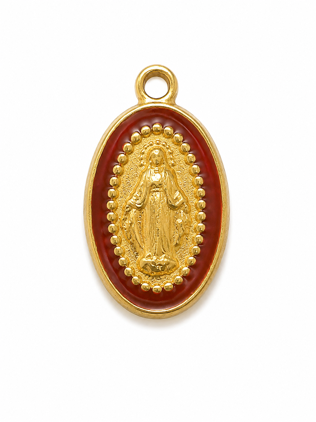 Kleines Maria-Medaillon mit Emaille | Edelstahl 18K vergoldet