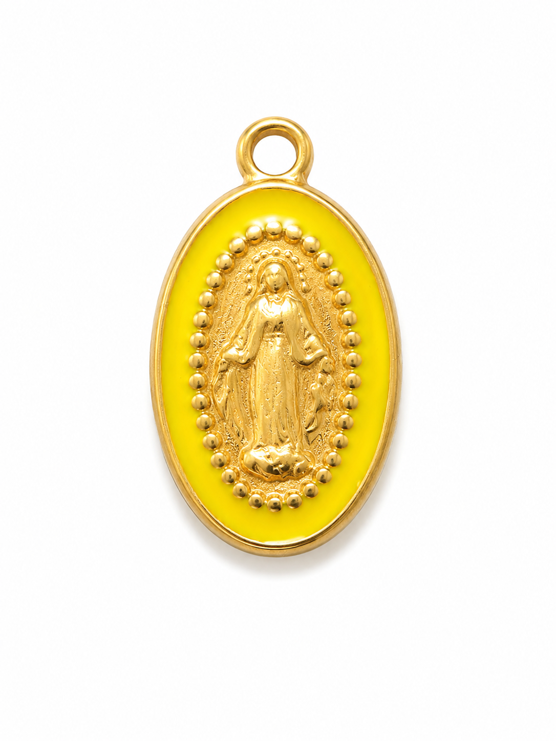 Kleines Maria-Medaillon mit Emaille | Edelstahl 18K vergoldet