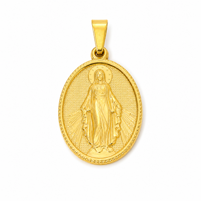 Maria im Licht Amulett Gold – Großer Religiöser Anhänger | 18K vergoldet
