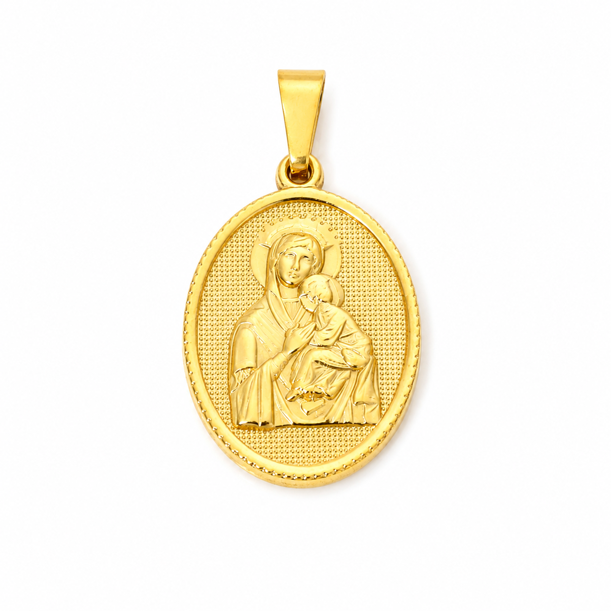 Maria mit Jesuskind Amulett Anhänger, 18K vergoldet