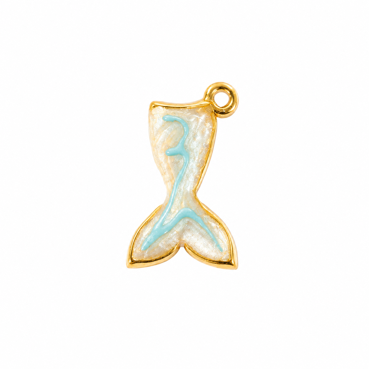 Meerjungfrauenflossen-Charm Blau Perlmutt, 18K vergoldeter Edelstahl, von BARLA
