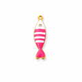 Gestreifter mini Fisch Anhänger pink, 18 Karat vergoldeter Edelstahl, von BARLA