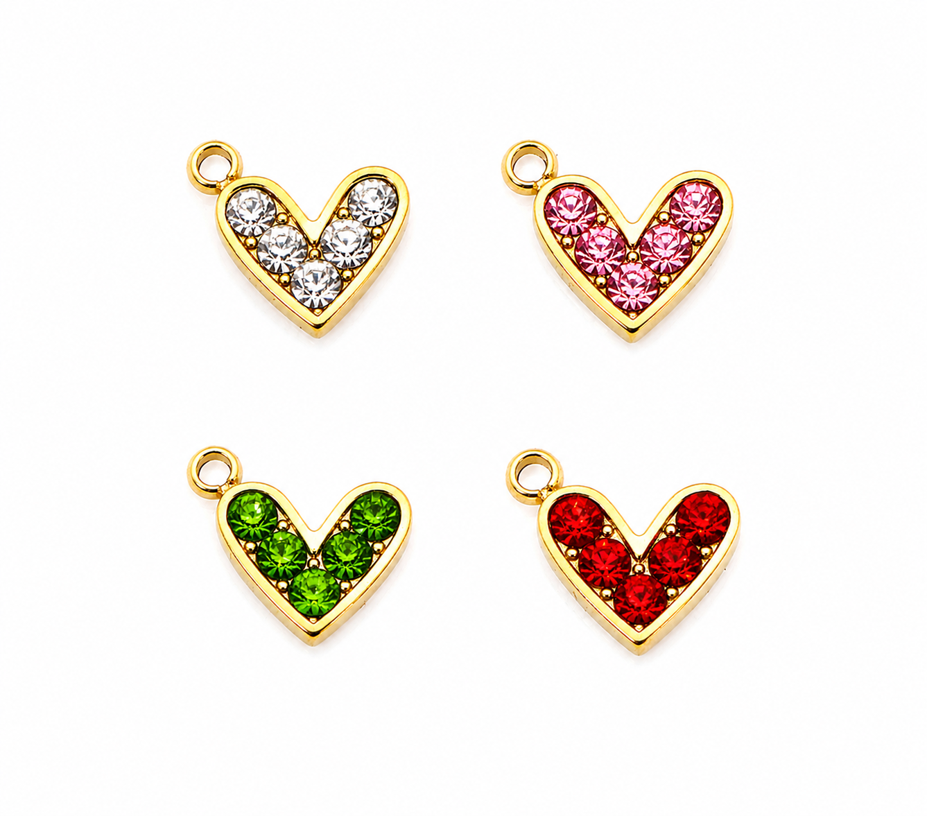 Mini Herz-Charm mit Zirkonia in vier Farben, 18K vergoldeter Edelstahl, von BARLA