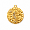 Mond Amulett Anhänger mit Zirkonia in Micro Pavé, 18K vergoldet
