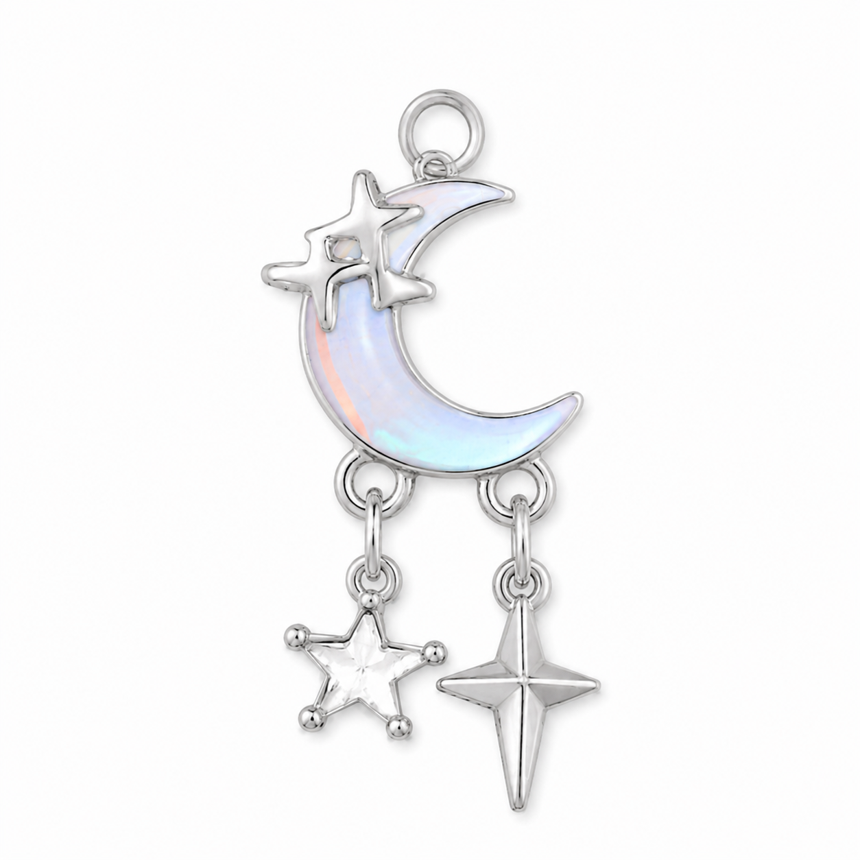 Mond und Sterne Anhänger aus Edelstahl in Silber