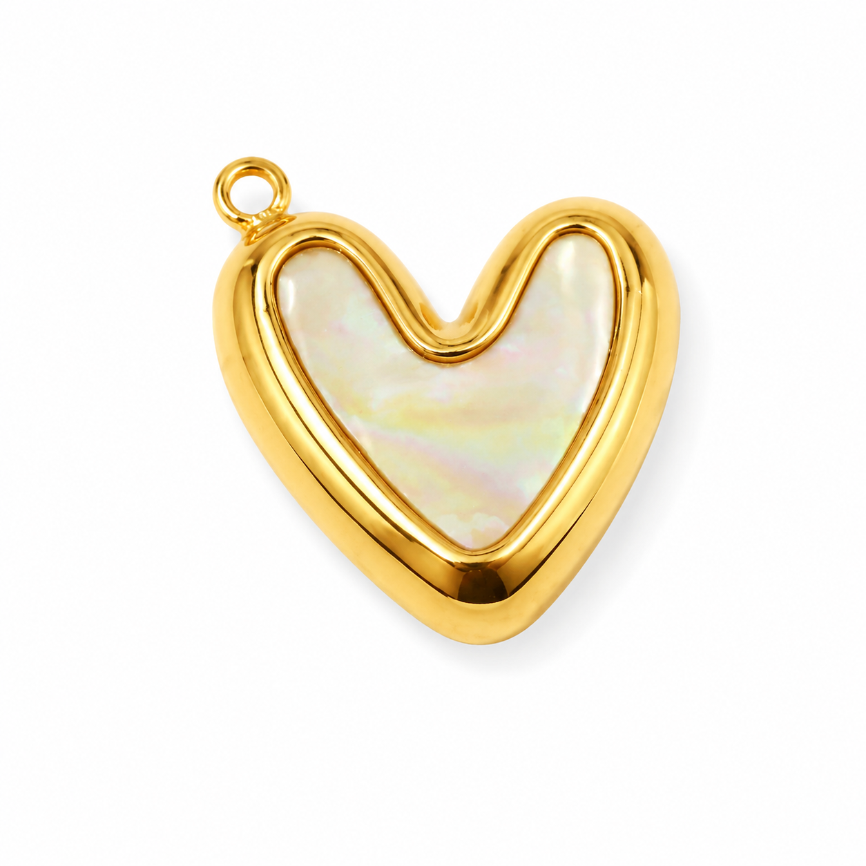 Muschelherz-Charm in Perlmutt | Edelstahl 18K vergoldet