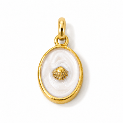 Muschel-Oval-Charm Anhänger Gold – Ovale Muschel mit Perlmuttglanz