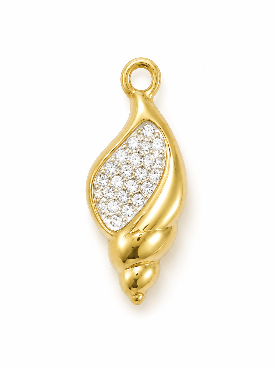 Strandschnecken-Charm mit Zirkonia | Edelstahl 18K vergoldet