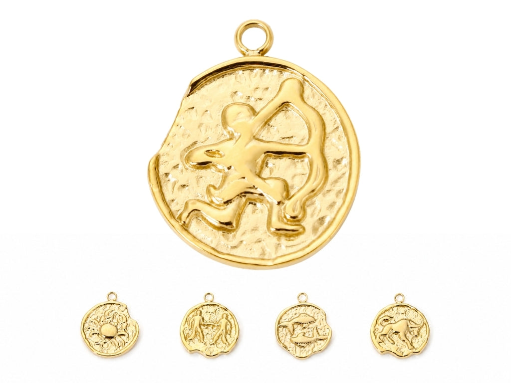 Sternzeichen-Charm in Münzform | Edelstahl 18K vergoldet