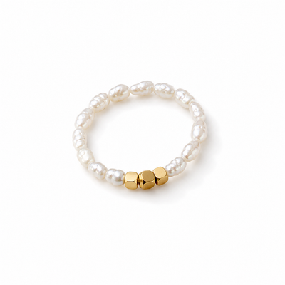 Perlenring Quiet Pearl – Elastisch mit Süßwasserperlen & Gold