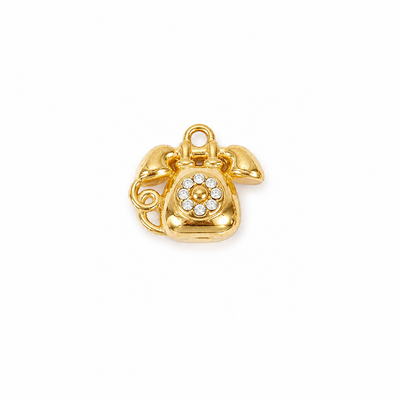 Retro Telefon Anhänger Gold – Vintage Charm mit Zirkonia | 18K Echtgold plattiert