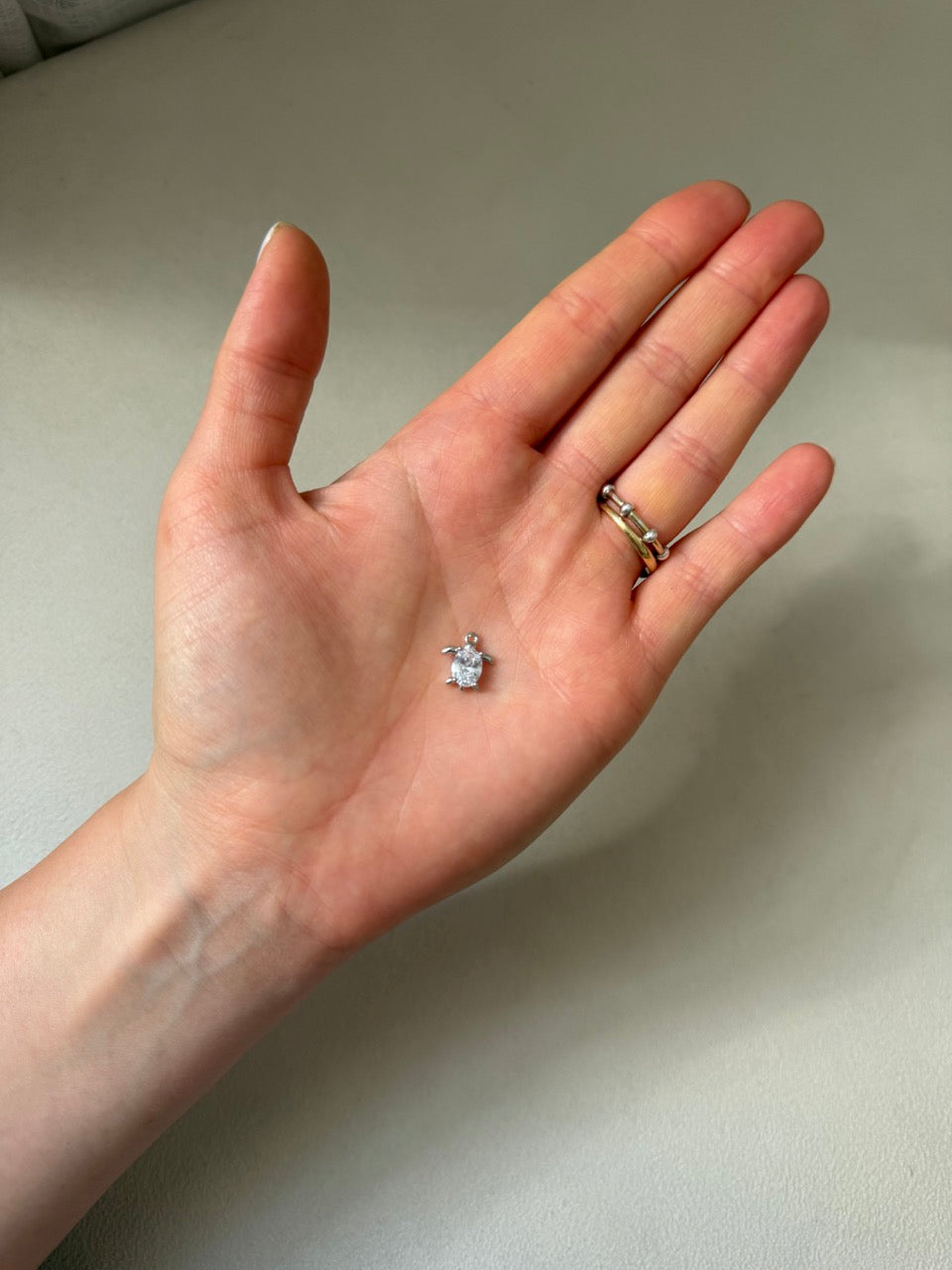 Schildkröte-Charm Anhänger Silber – Schildkröte mit großem Zirkonia