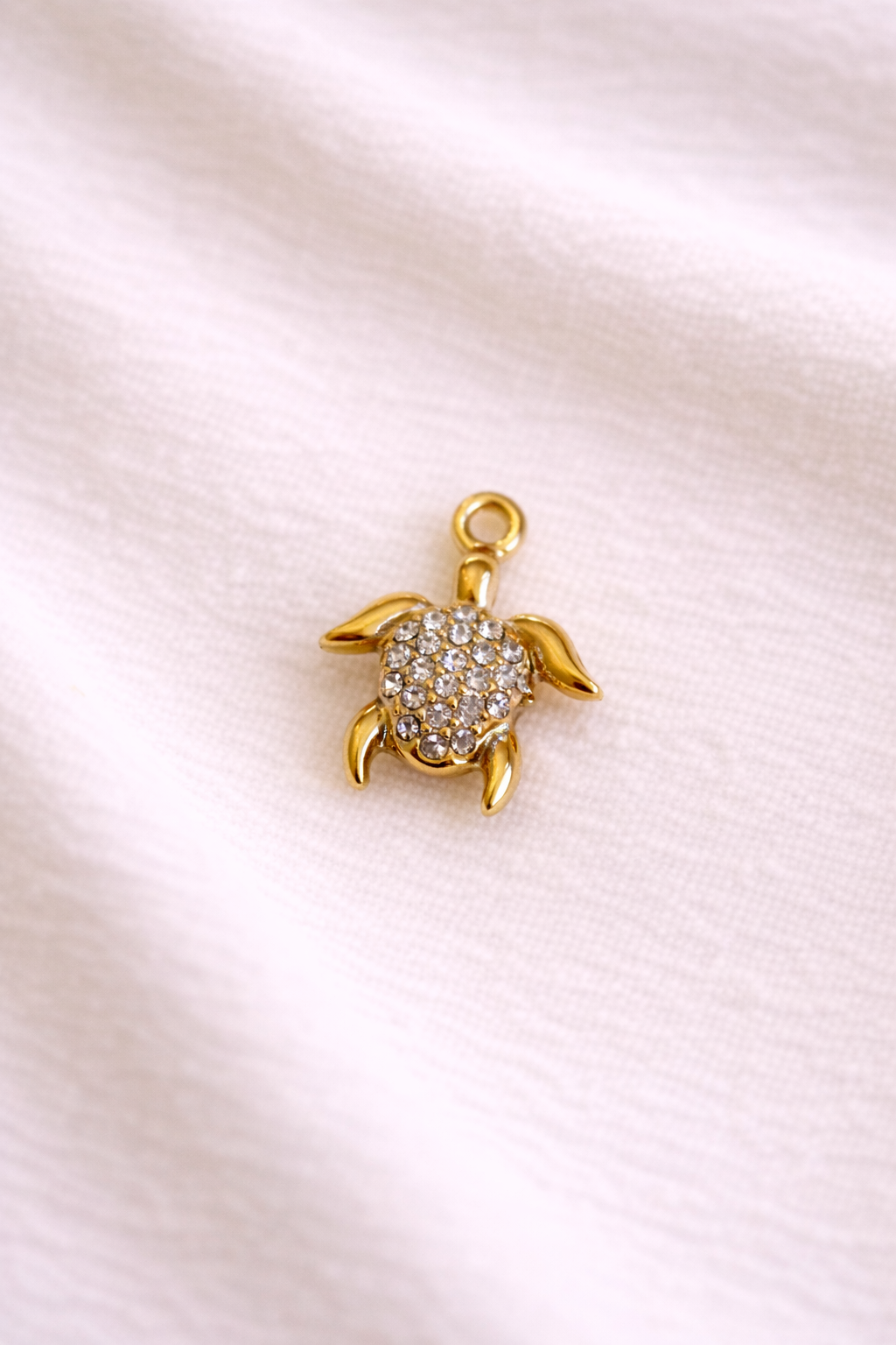 Schildkröten-Charm mit Strass | Edelstahl 18K Echtgold