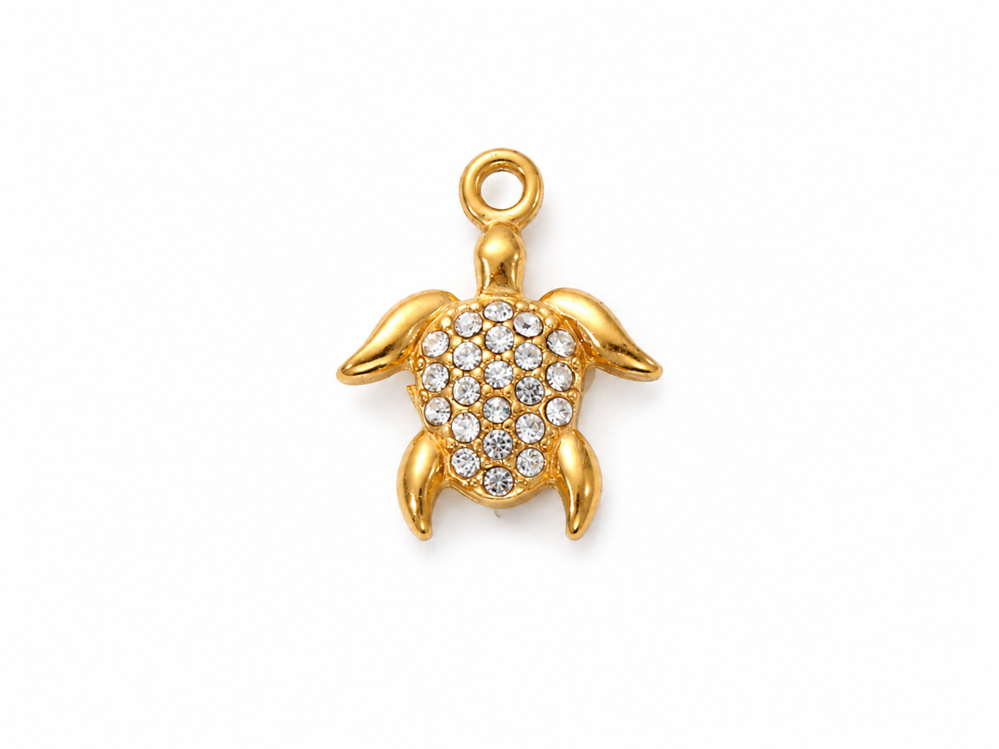 Schildkröten-Charm mit Zirkonia | Edelstahl 18K vergoldet