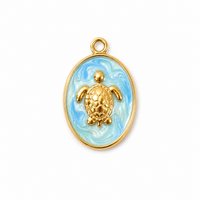 Schildkröte Medaillon Gold – Großer Maritimer Charm in 2 Farben | 18K vergoldet