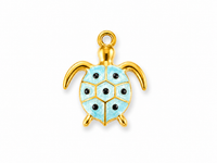 Schildkröten-Charm hellblau mit Emaille – Maritimer Anhänger | 18K vergoldet