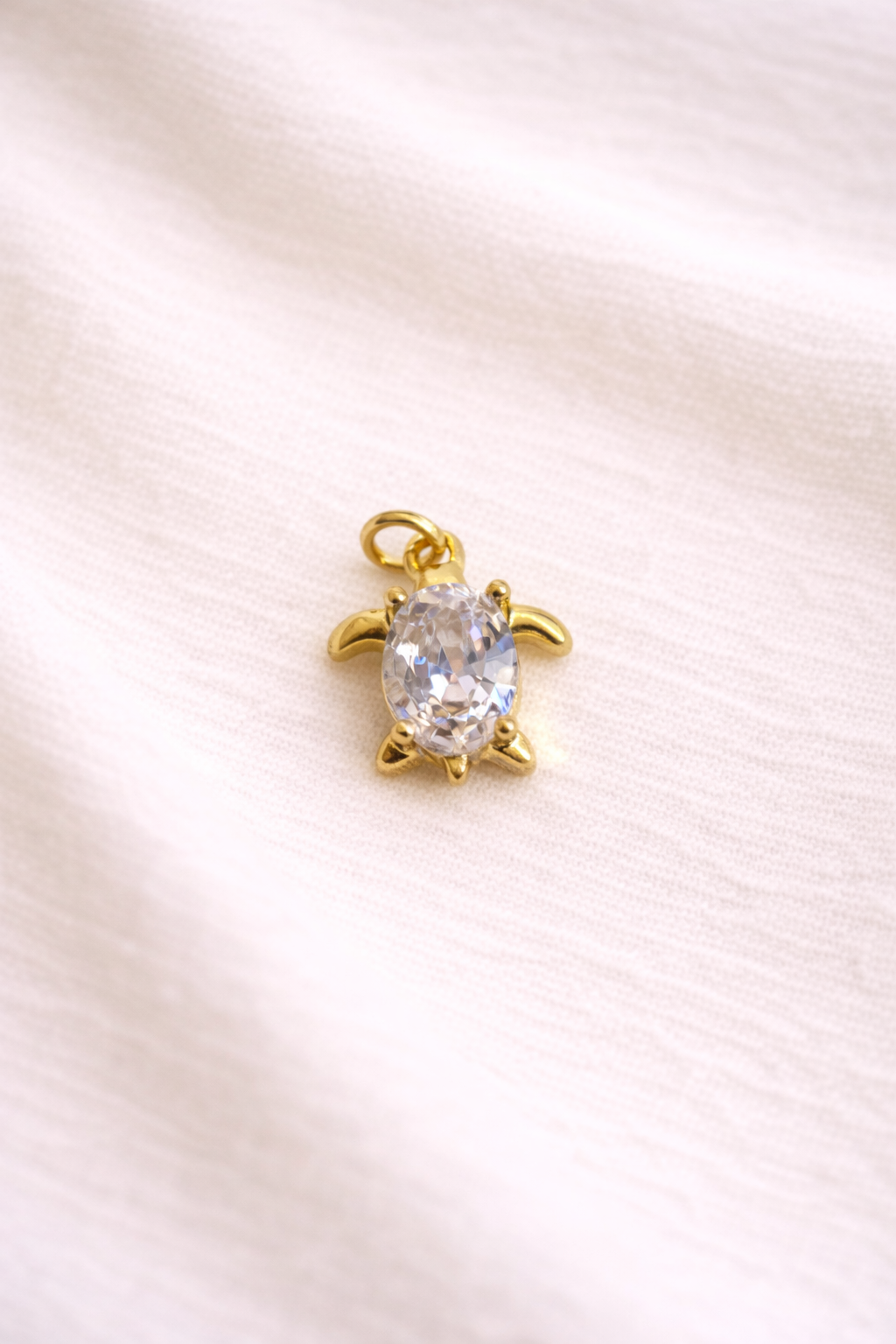 Mini Schildkröten-Charm mit Zirkonia | Edelstahl 18K Echtgold