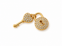 Schloss & Schlüssel-Charm mit Zirkonia – Symbol für Verbundenheit | 18K vergoldet