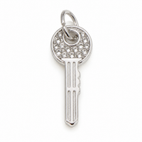 Schlüssel Anhänger Silber – Großer Zirkonia Charm | Edelstahl