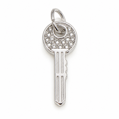 Schlüssel Anhänger mit Zirkonia aus Edelstahl in Silber