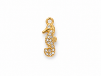 Seepferdchen-Charm klein mit Zirkonia – Filigraner maritimer Anhänger | 18K vergoldet