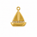 Segelboot Anhänger mit Zirkonia, 18K vergoldet