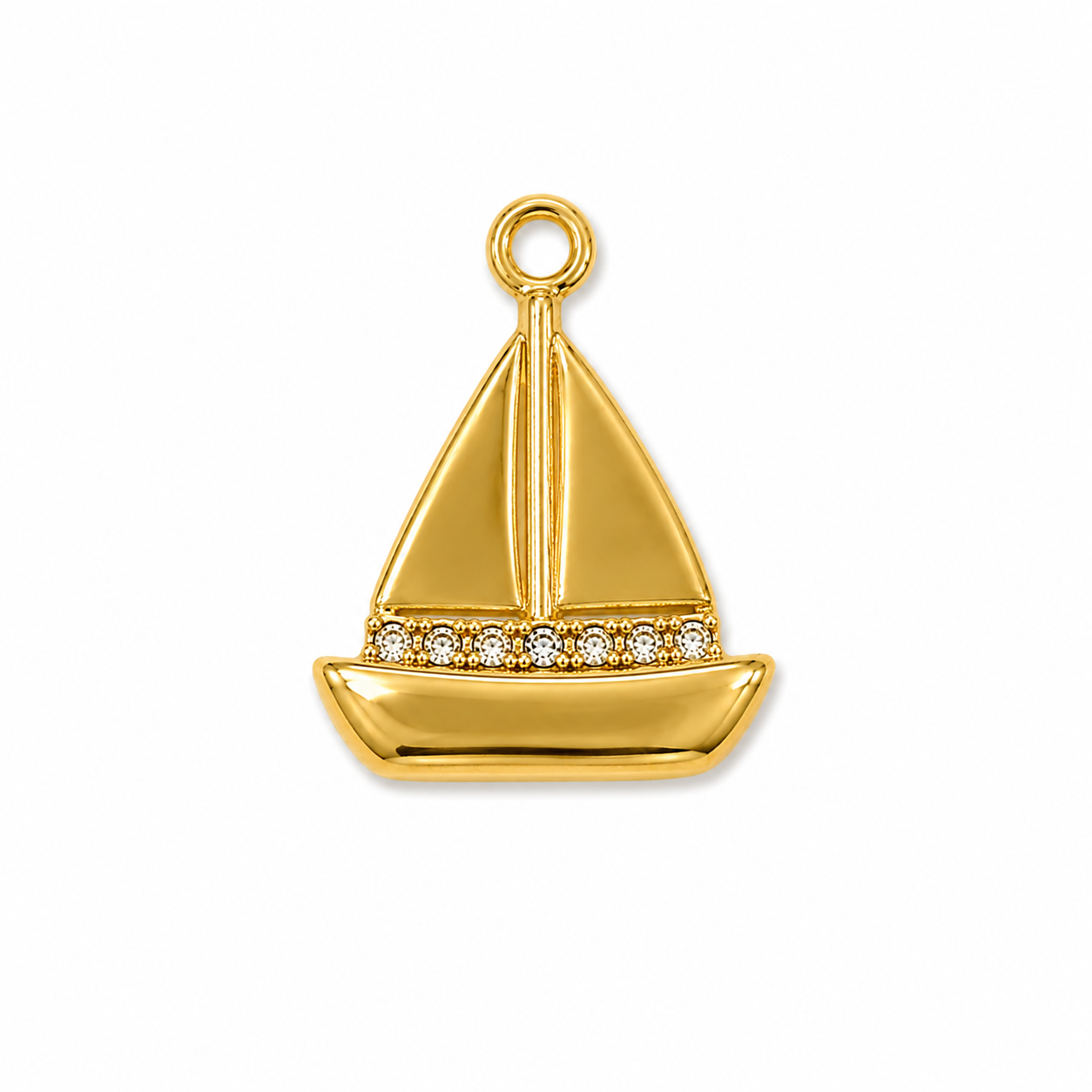 Segelboot Anhänger mit Zirkonia, 18K vergoldet