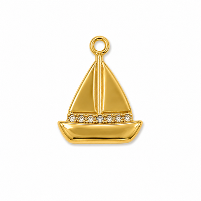 Segelboot Anhänger Gold – Maritimer Charm mit Zirkonia | 18K vergoldet