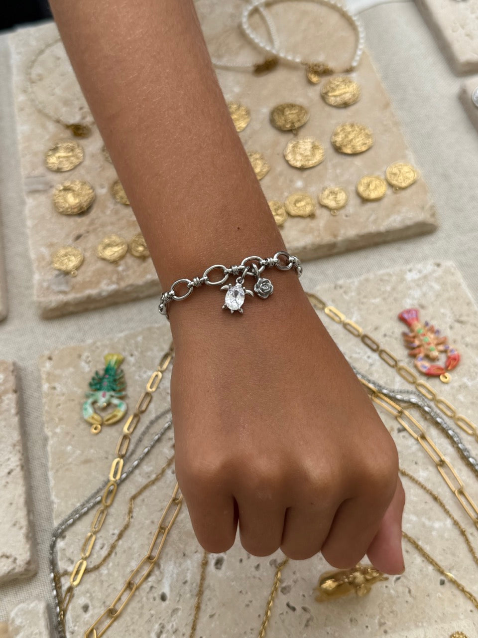 Schildkröte-Charm Anhänger Silber – Schildkröte mit großem Zirkonia