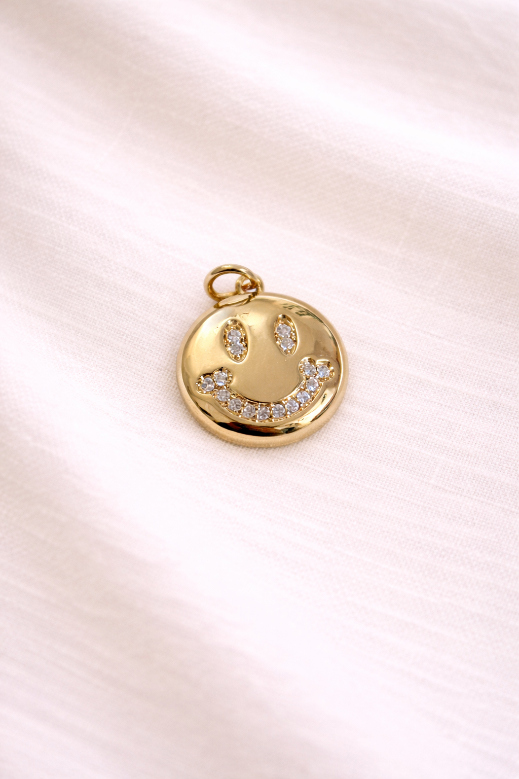 Smiley-Charm mit Strass | Edelstahl 18K vergoldet