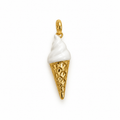 Eiswaffel-Charm Anhänger Gold – Vanille mit weißer Emaille