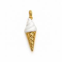 Eiswaffel-Charm Anhänger Gold – Vanille mit weißer Emaille