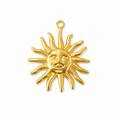 Goldener Sonnengesicht-Anhänger | Edelstahl 18K vergoldet