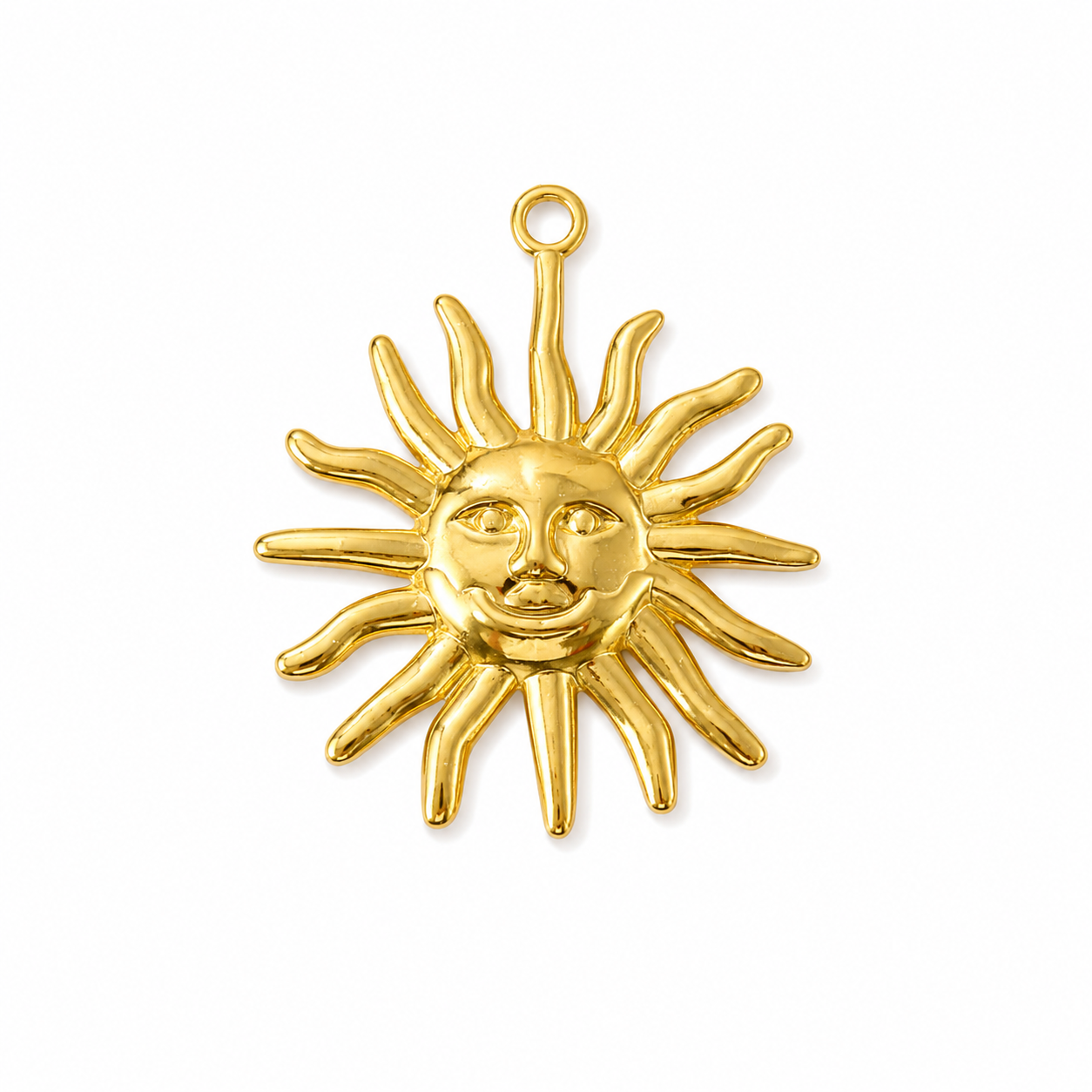 Goldener Sonnengesicht-Anhänger | Edelstahl 18K vergoldet
