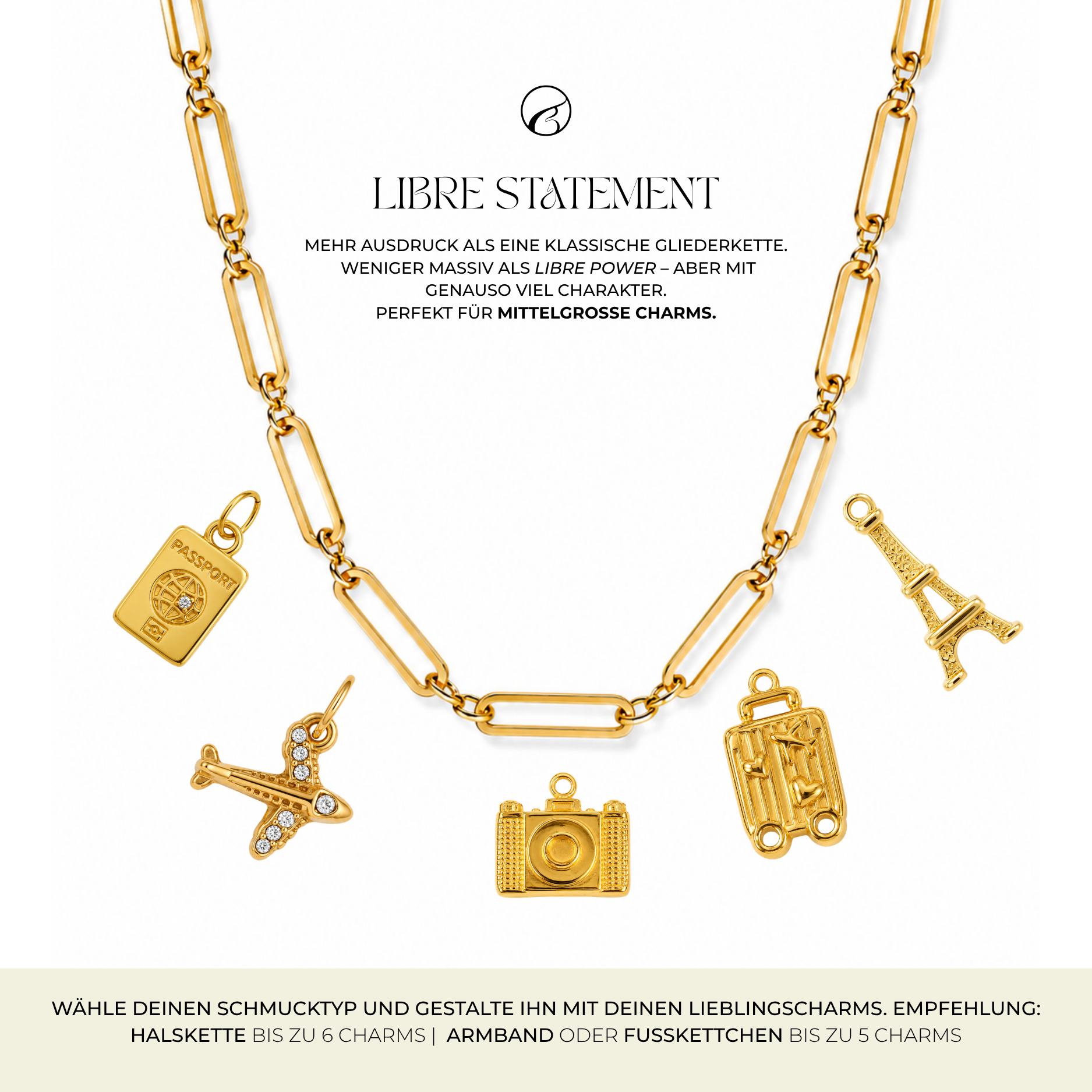 LIBRE STATEMENT Gliederkette für Charms | Edelstahl 18K vergoldet