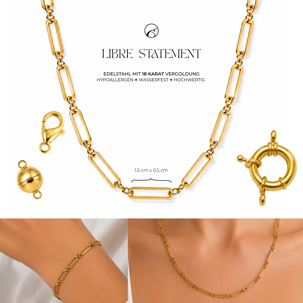 LIBRE STATEMENT Gliederkette für Charms | Edelstahl 18K vergoldet