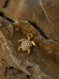 Schildkröten-Charm mit Strass | Edelstahl 18K Echtgold