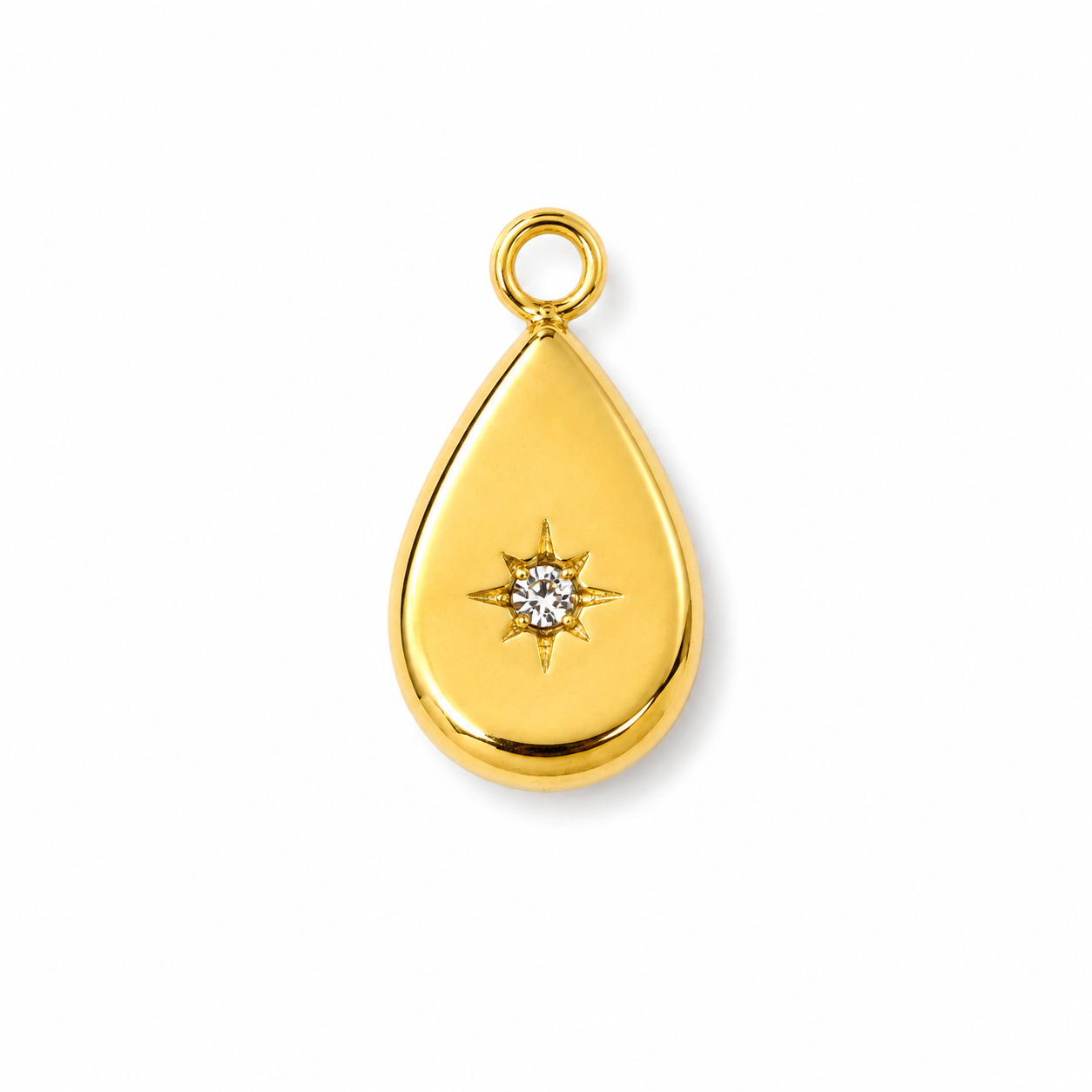 Tropfen Anhänger mit Sternenprägung, 18K vergoldeter Edelstahl, von BARLA
